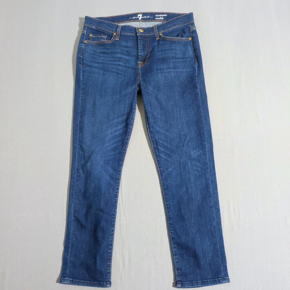 7 for all mankind jeans women's size 30 ink blue Roxanne skinny ankle jeans